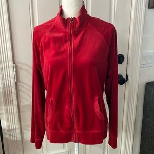 Y2k Vibrant Red volvet Sporty Jacket with Stand-Up Collar Size:M